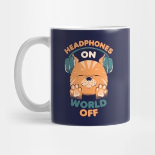 Music Cat Headphones On World Off by Tobe Fonseca Mug